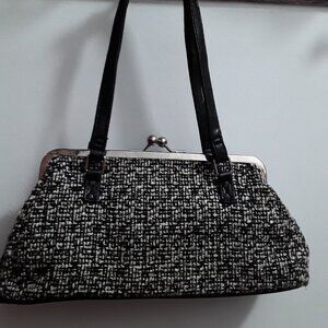 Small black and white tweed handbag